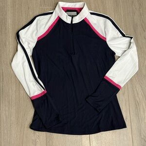 PGA Tour Women’s 1/4 Zip Pullover Long Sleeve Size Xsmall Navy/white/pink